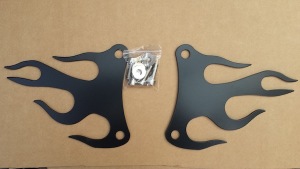 Black Flames Footrest Plates from Triumph Custom Parts
